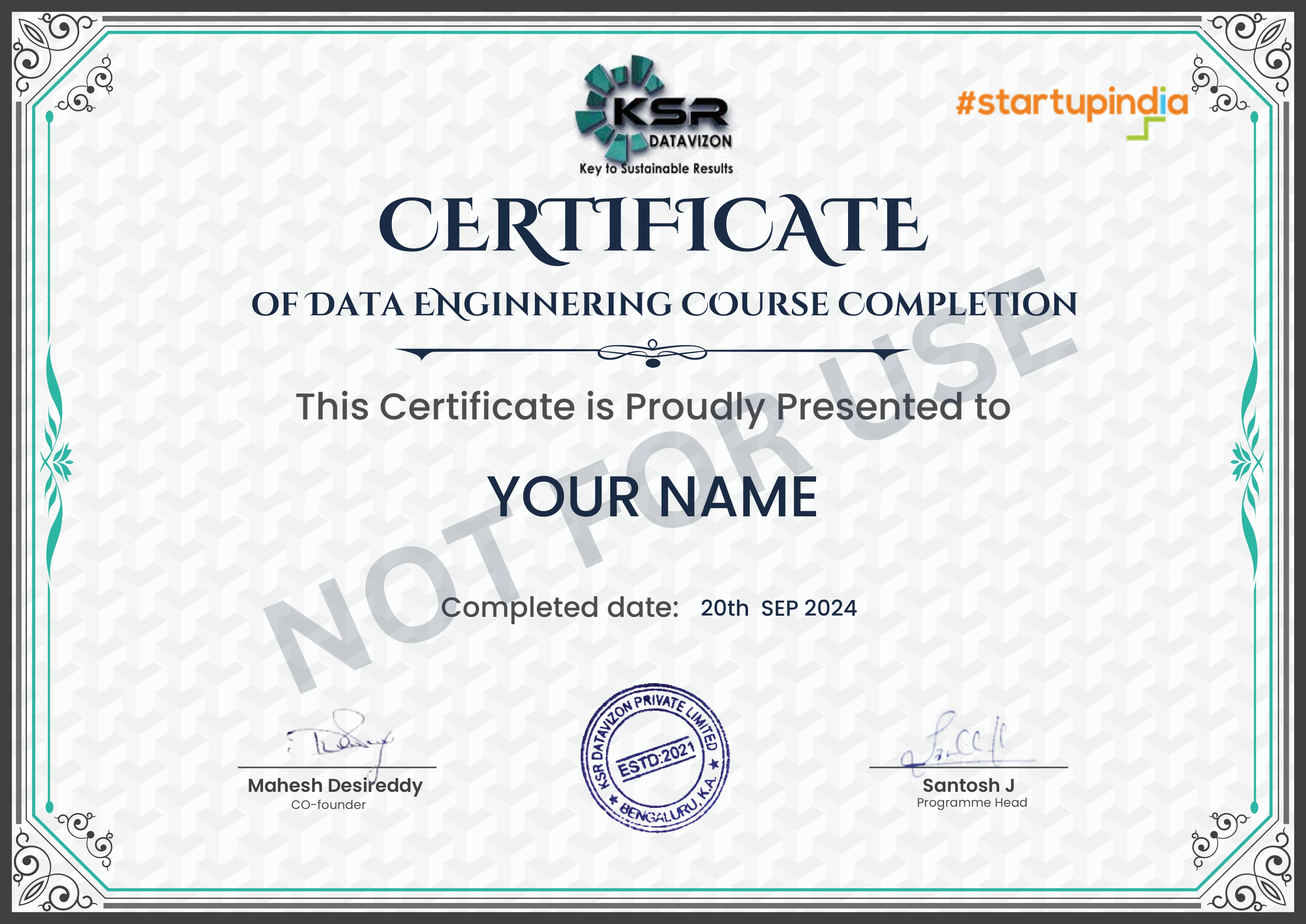 Startup India Certificate